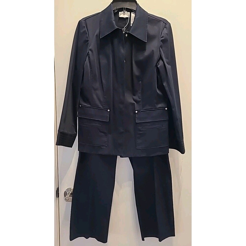 Vintge Liz Claiborne Size PM Navy Blue long sleeve jacket  & Pants womens 10 Set
